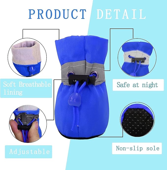 YAODHAOD Dog Shoes for Hot Pavement, Anti-Slip Sole Dog Boots & Paw Protector for Summer, Reflective Straps Dog Booties for Small Medium Dogs, Indoor Use 4PCS (Blue,Size: 6)