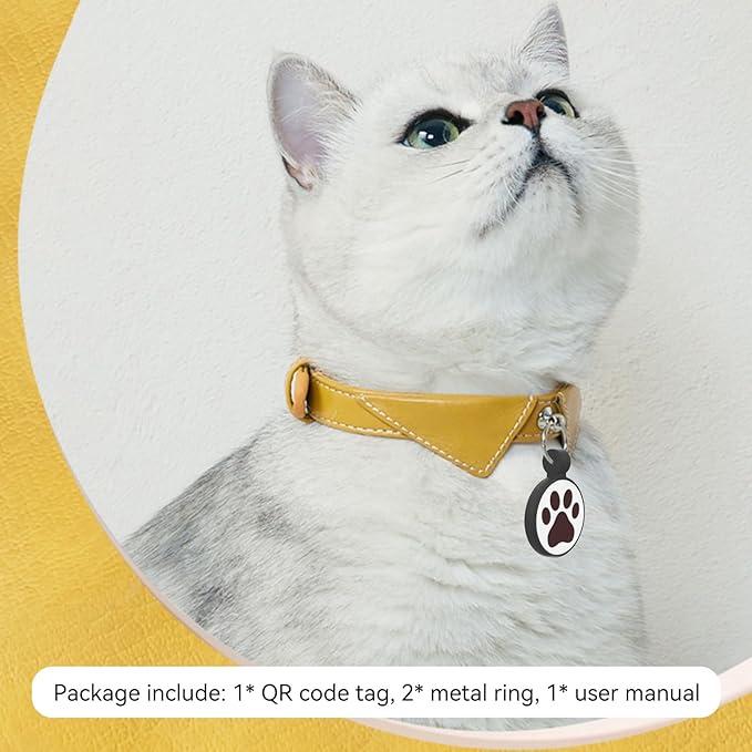 QR Code Cat Tag, Modifiable Online Profile, Multiple Emergency Contact, Silicone Cat Tag, Lightweight, Waterproof, No Jinging, Collar Accessories (Medium to Large Breeds - 1.25", Purple)