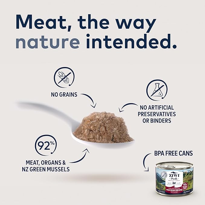 ZIWI Peak Canned Wet Cat Food – All Natural, High Protein, Grain Free, Limited Ingredient, with Superfoods (Venison, Case of 12, 6.5oz Cans)