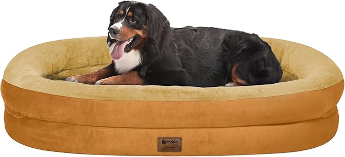 Orthopedic Washable Large Dog Bed: Cooling Dog Bed with Bolsters - Jumbo Bed Waterproof Removable Cover Non-Slip Bottom for Extra Large Sized - Orange