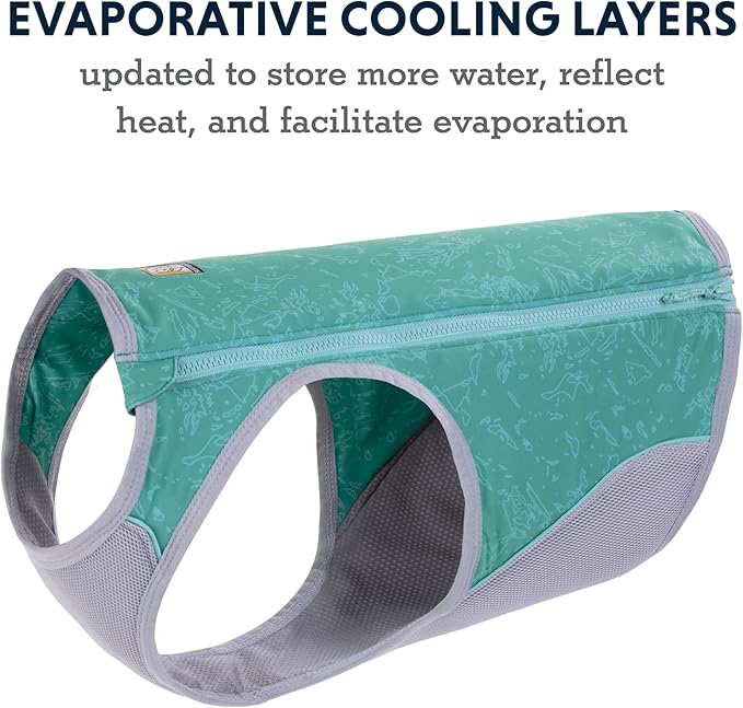 Ruffwear, Swamp Cooler Zip Dog Vest, Evaporative Cooling for Hot Weather, Aurora Teal, Small