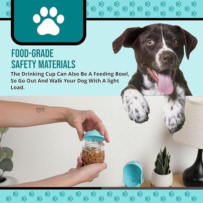 Leak Proof Portable Dog Water Bottle with Bowl – Travel Pet Water Dispenser for Walking & Hiking – Food Grade Plastic – Choose from 3 Colors (Blue, 320 ml)