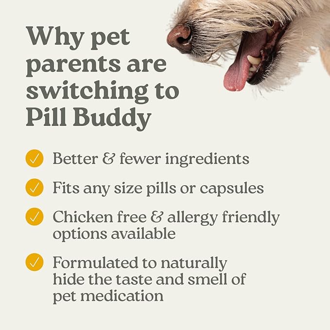 Presidio Pill Buddy Naturals - Duck (Chicken-Free) Hiding Treats for Dogs - Pocket for Any Size Medication - 90 Servings