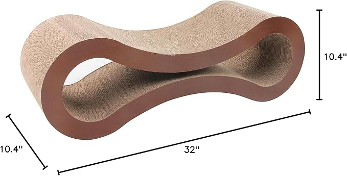 Pet Prime Large Cat Scratcher Lounge Cardboard Cat Scratching Sofa Bed Cardboard Cat Scratcher Lounger Scratch Lounge Furniture XL - 32 x 10.4 x 10.4 ''