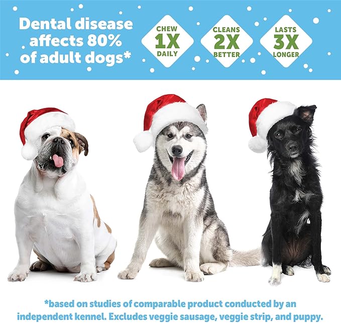 WHIMZEES Wellness Holiday Dog Dental Treats, Natural Chews, for Dogs, Size Medium Stick, (6 Count)
