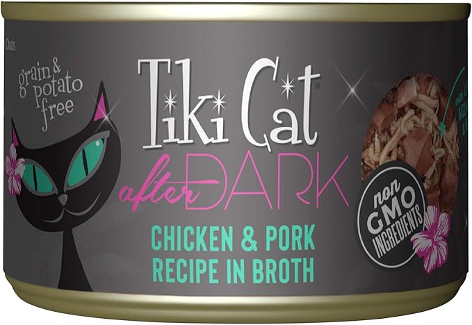 Tiki Cat After Dark, Chicken & Pork, High-Protein and 100% Non-GMO Ingredients, Wet Cat Food for Adult Cats, 5.5 oz. Can (8 Count)
