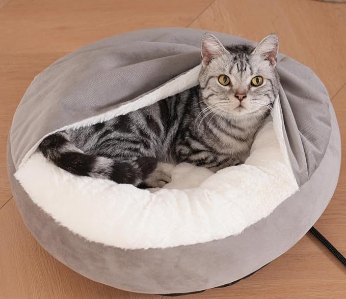 Heated Cat Bed for Indoor Cats and Small Dogs,Automatic Constant Temperature Heating, Anti-Slip Bottom and Machine Washable