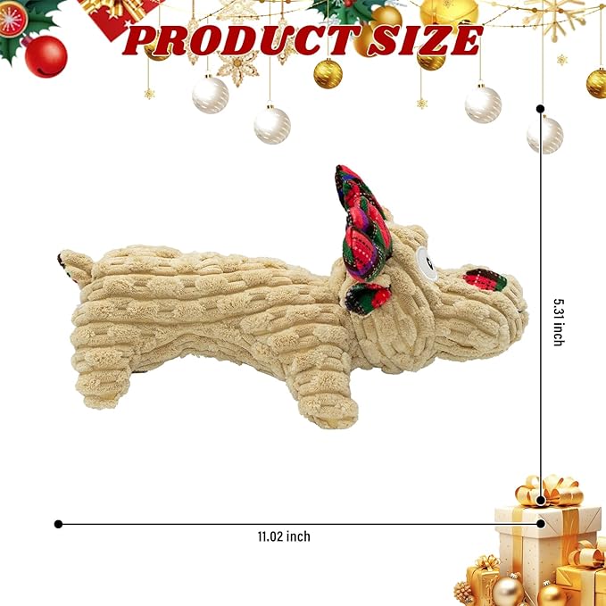 Dog Toys Squeaky Interactive Puppy Teething Chew Toy Stuffed PP Cotton Crinkle Sound Paper Tail,Deer Shape for Large Medium Small Breeds Indoor Outdoor Play