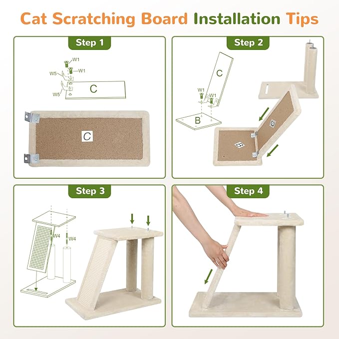 Globlazer F50 Cat Tower for Adult Indoor Cats, 50-inch Heavy Duty Cat Tree for Big Cats, Cat Tree House with Extra-Large Padded Platform, Sisal Scratching Board, 2 Large Condos, Beige