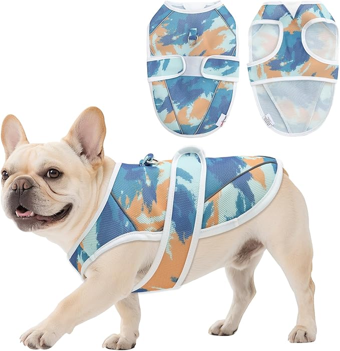 Dog Cooling Vest – Lightweight Pet Cooling Shirt 3D Breathable Mesh, Reflective Strips & UV Protection for Walking, Hiking, Park – Adjustable Fit Dog Cooler Jacket with D-Ring U-DCV02S