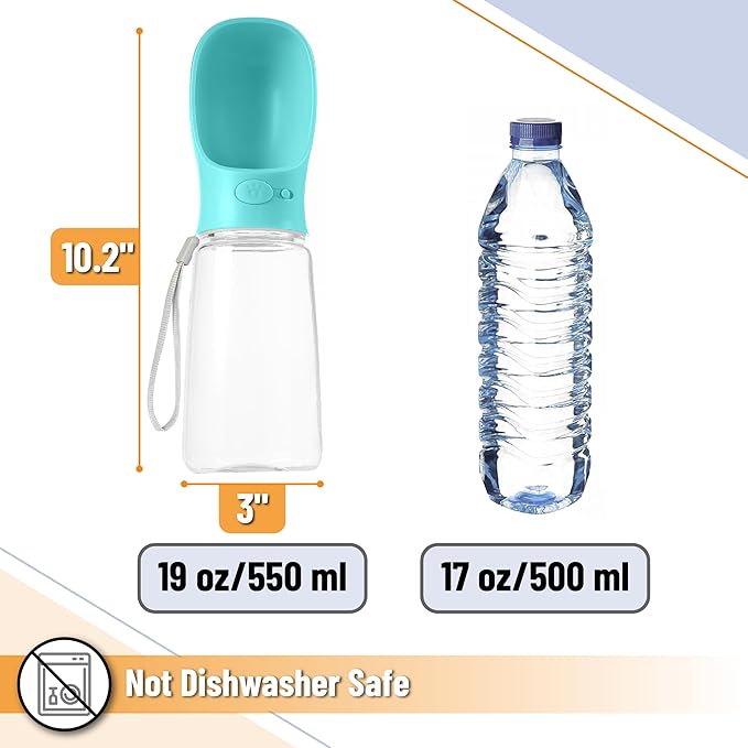 Mr. Pen- Dog Water Bottle, 19 oz, Large, Aqua Blue, Portable Dog Water Bottle Dispenser, Not Dishwasher Safe