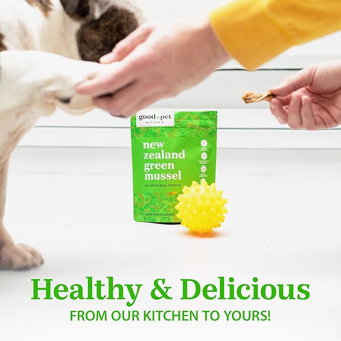 Pet Treats, Air-Dried, Natural, Single Ingredient Dog Treat, Grain Free, Sustainably Sourced Dog Treats, Toppers, Snacks, New Zealand Green Mussels 1.7 oz