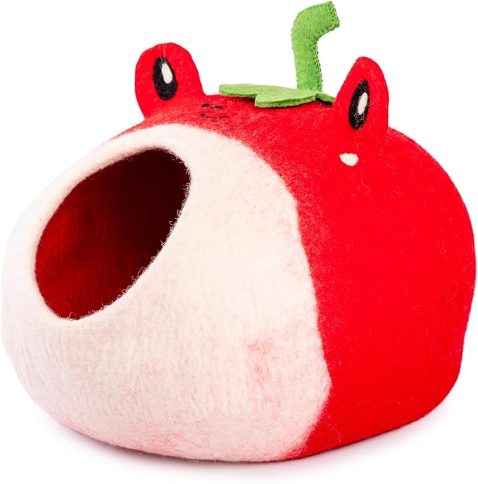 Luxurious Eco-Friendly Merino Wool Cat Cave Bed Sloth - Foldable Hideaway Pod for Indoor Cats - Premium Felt Kitten Beds - Covered Cat House for Ultimate Cozy Comfort by Woolygon