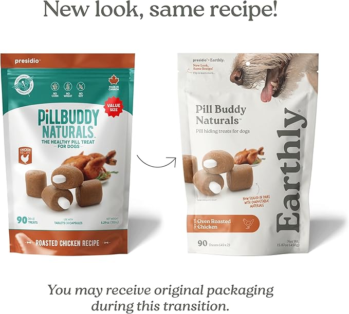 Presidio Pill Buddy Naturals - Chicken Recipe Pill Hiding Treats for Dogs - Make A Perfect Pill Concealing Pocket Or Pouch for Any Size Medication - 90 Servings