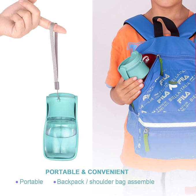 Portable Dog Water Bottle - Foldable Dog Water Dispenser | Leak Proof & Food Grade Plastic Travel | Pet Water Bottle for Cat Outdoor Walking Hiking Travel(US) (Blue, 12oz)