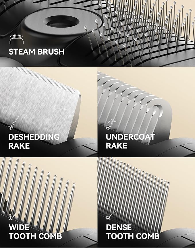 5-in-1 Cat Hair Brush, Dog Grooming Steam Comb for Long Short Haired Indoor Cats Spritz Comb for Deshedding, Detangling, Pet Brush for Kitten Rabbit Massage, with 3 Essence Liquid