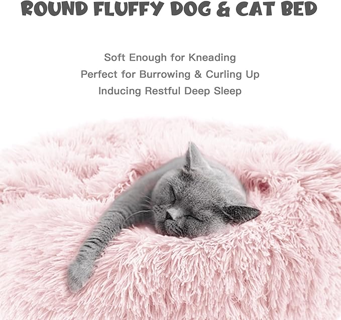 Himax Dog Beds for Medium Dogs, Pink Dog Bed with Blanket Attached, Calming Anti-Anxiety Fluffy Dogs Beds Washable (20"/26"/35")