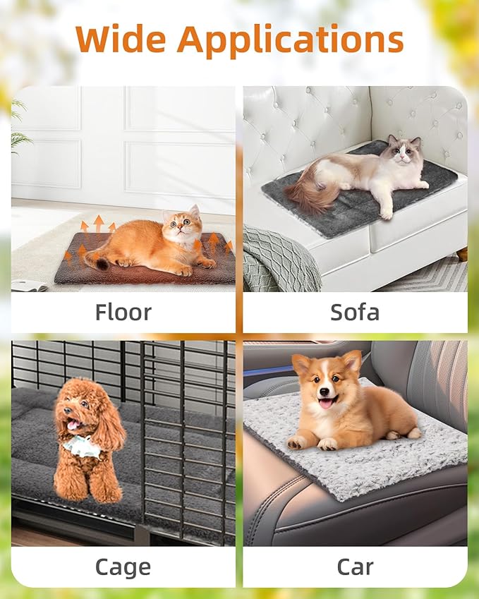 2-Pack Self Warming Cat Bed 24 x 18 in - Cat Beds for Indoor Outdoor Cats and Dogs, Machine Washable Cat Heating Pad, 3cm/1.18in Thickened Pet Heating Pad for Cats & Dogs
