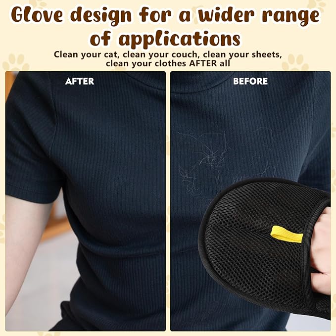 Pet Hair Removal Glove,Electrostatic Efficient Grooming Gloves for Pet Hair,Cat Grooming Gloves,Upgraded Animal Fur Removal Tool,Reusable Cat & Dog Hair Remover for Couch,Carpet,Curtain(2PCS)