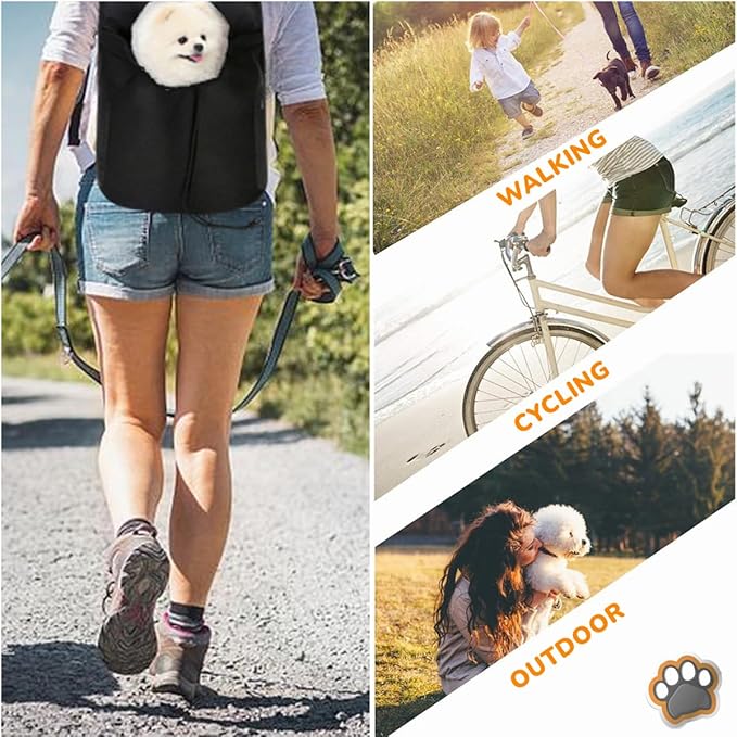 Dog Front Carrier Backpack,Ventilated Mesh Puppy Back Pack with Safety Belt,Adjustable Breathable Pet Carrier for Small Dogs Cats,Lightweight Doggy Backpack for Hiking Cycling Outdoor