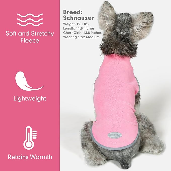 cyeollo 2 Pack Fleece Dog Sweater Vest Dog Sweatshirt Reflective Lightweight Pet Clothes for Small Dogs Girl Pet Apparel Pink, Fuschia, L