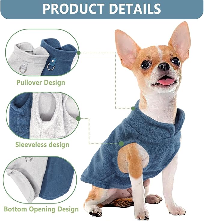2 Pack Dog Sweater with Leash Ring Winter Warm Pet Sweater Thick Clothes Coat Fleece Dog Sweaters for Large Dogs Girl Boy for French Bulldog, Dachshund,XXXL