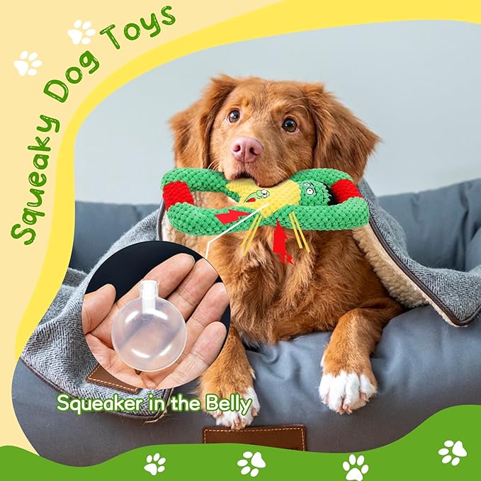 Squeaky Dog Chew Toys for Aggressive Chewers: Plush Tug of War Dog Toy for Large Medium Small Breed,Interactive Stuffed Toys, Durable Puppy Teething Chew Toys - Zombie