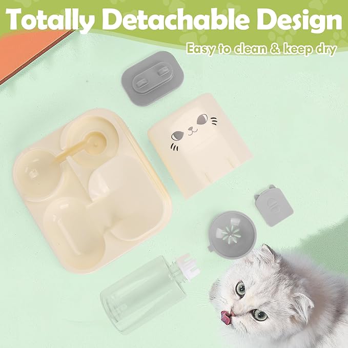 1.6L Auto Gravity Pet Feeder and 0.6L Water Dispenser Set, Automatic Cat Food and Water Dispenser, Gravity Pet Feeder for Small Medium Dog Puppy Cat Kitten (Gray)