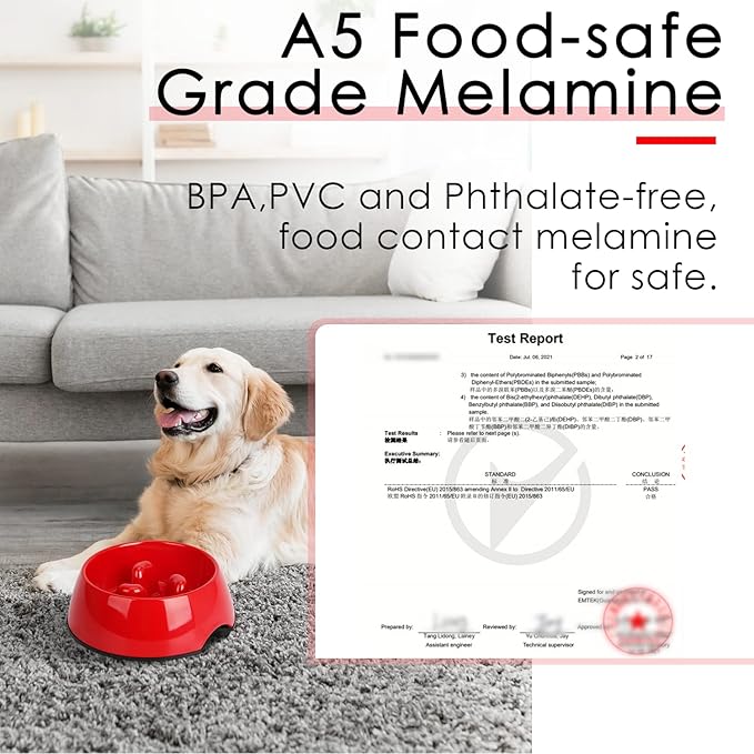 Super Design Slow Feeder Dog Bowl, 1.5 Cup, Nonslip, Heat-Resistant, Sturdy, Suitable for Medium to Large Dogs, Dishwasher Safe