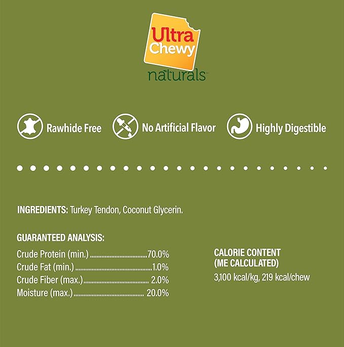 Ultra Chewy Turkey Tendon Knotted Bones for Dogs - Premium All-Natural, Hypoallergenic, Long-Lasting Dog Chew Treat, Easy to Digest - Ingredient Sourced from USA (8 Inches - 1 Pack)