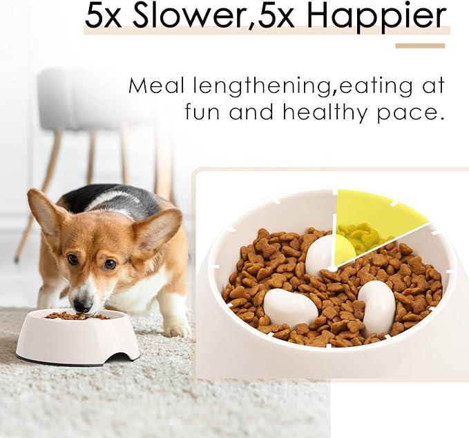 Super Design Slow Feeder Dog Bowl, 3 Cup, Non-Slip, Heat-Resistant, Sturdy, Dishwasher Safe, Suitable for Large Dogs