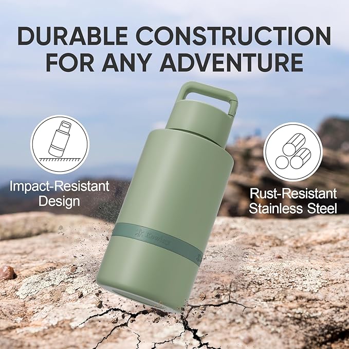 Insulated Dog Water Bottle with Travel Bowl, Dog Lover Gift, Portable Water Bottle Dispenser, Accessories for Car, Hiking, Camping, Outdoor, Leak-Proof, Detachable (Sage Green)