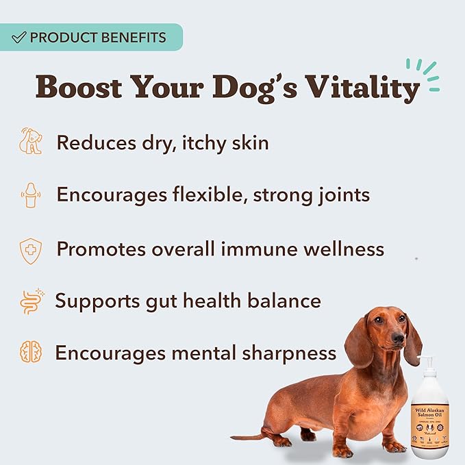 Natural Dog Company Wild Alaskan Salmon Oil Formula with Omega 3, Fish Oil for Dogs Supplement, Skin & Coat Dog Oil, Itchy Relief, Immune Support for Joints & Heart, Food Topper, 64 oz