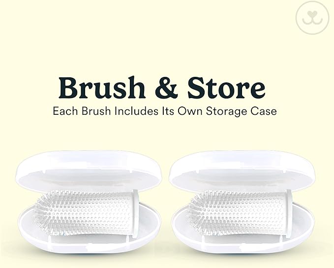 Jasper Dog Toothbrush, 360º Dog Tooth Brushing Kit, Cat Toothbrush, Dog Teeth Cleaning, Dog Finger Toothbrush, Use with Dog Toothpaste - Clear 2-Pack