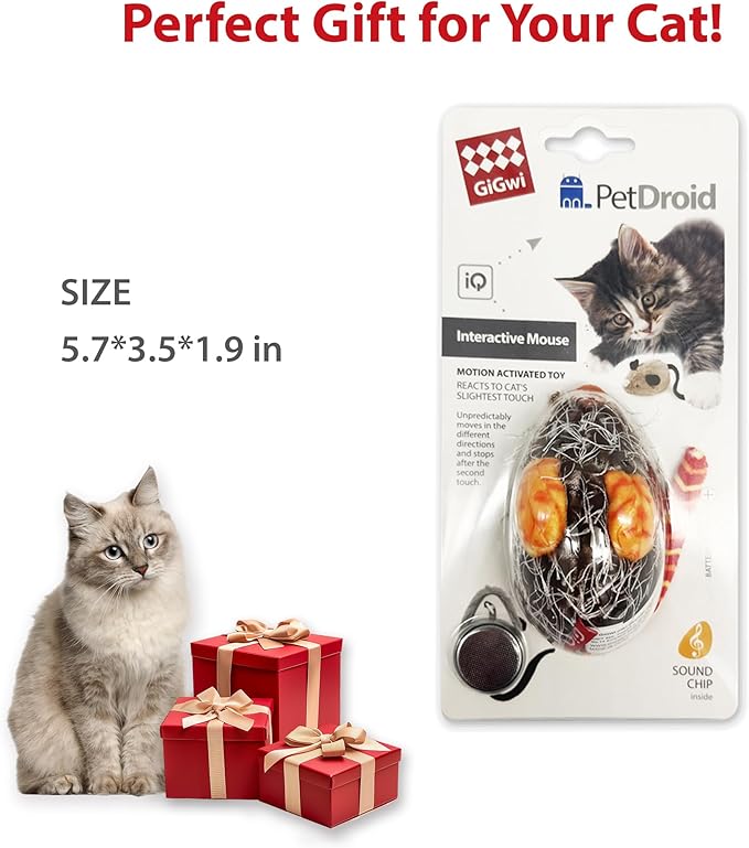 PETGEEK Gigwi Interactive Cat Toys for Indoor Cats, Moving Toy for Bored Indoor Adult Cats, Automatic Electronic Moving Mouse Cat Toys with Realistic Squeaky, Kitten Toys for Hunting Play (Orange)