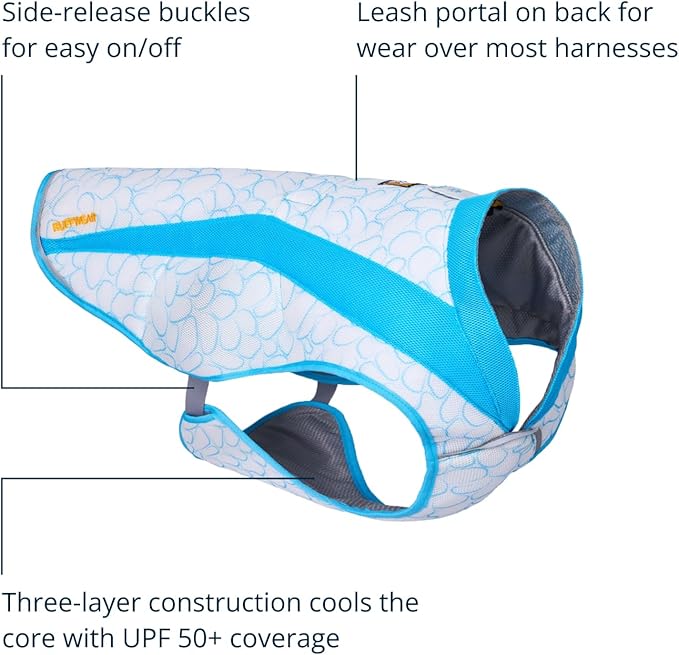 Ruffwear, Swamp Cooler Dog Vest, Evaporative Cooling for Hot Weather, Compatible with Most Harnesses, Biolumin Blue, X-Large