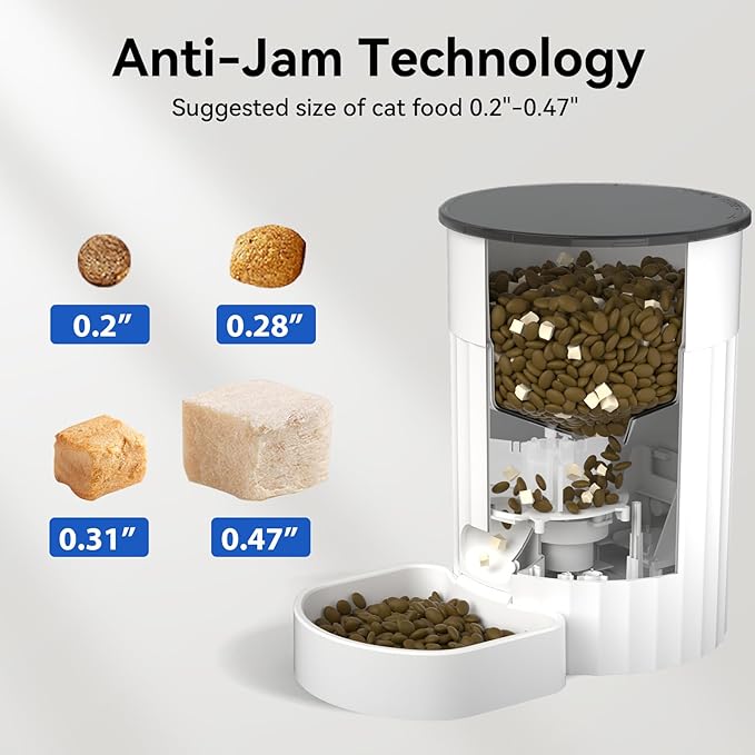 PAPIFEED Automatic Cat Feeder 3L, Timed Cat Feeders for Dry Food, Programmable Feeding Schedule, Automatic Pet Food Dispenser with Dual Power Supply, 1-4 Meals Per Day for Cats and Small Dogs