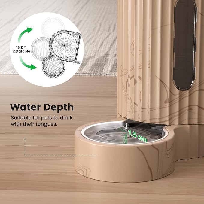 Gardner Pet Gravity Automatic 2-in-1 Pet Feeder, 0.8 Gallons*2 Cat Feeder and Water Dispenser Set, 100% BPA-Free and Stainless Steel Water Bowl for Dogs, Cats, Rabbits, Puppies (Light Woodgrain)