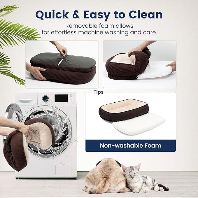 Miguel Orthopedic Dog Bed for Medium Dogs, Memory Foam Pet Bed Washable Removable Cover, Calming Puppy Bed with Sides, Dog Couch Comfort Sofa, Egg Foam Support, Non-Slip Bottom, Brown 30 inches