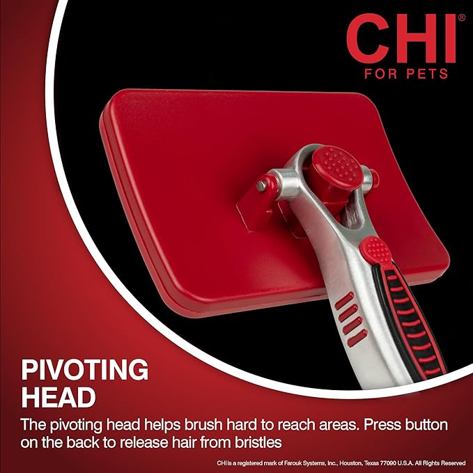 CHI Pivoting Slicker Brush - Self Cleaning and High End for Grooming Large Dogs