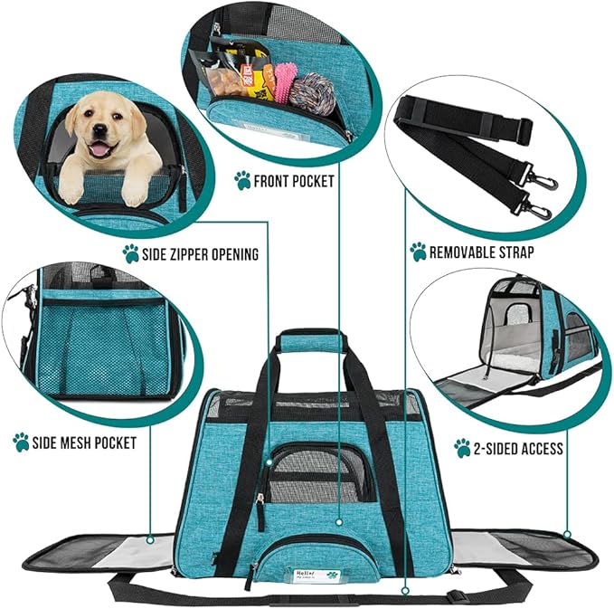 PetAmi Airline Approved Pet Carrier for Cat, Soft Sided Dog Carrier for Small Dog, Cat Travel Supplies Accessories Indoor Cat, Ventilated Pet Carrying Bag Medium Large Kitten Puppy, Small Heather Blue