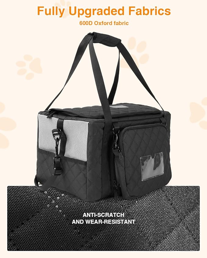 PETUX Small Cat Carrier - Pet Carrier Airline Approved for Kitten Under 10 lb - Escape-Proof, Foldable & Portable Cat Carriers for Travel, Vet Visits with Removable Bag, Safety Buckle & Leash - Grey