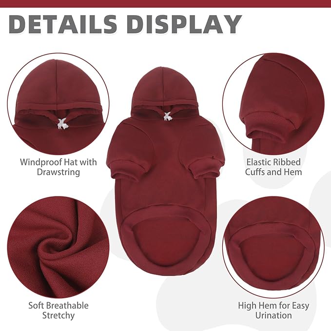 KOOLTAIL Basic Dog Hoodie - Soft and Warm Dog Hoodie Sweater with Leash Hole and Pocket, Dog Winter Coat, Cold Weather Clothes Sweatshirt for Small Medium Large Dogs Puppy Cat Boys Girls XL/XXL