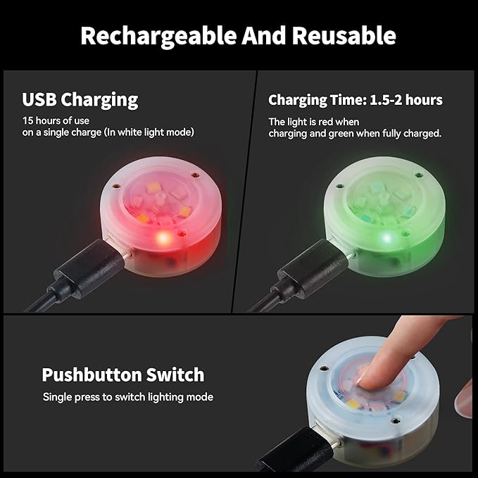 2 Pack LED Dog Collar Light, Rechargeable Dog Lights for Night Walking, 3 Modes, IP68 Waterproof Pet Walking Accessories