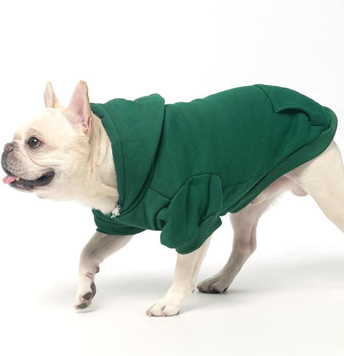 KOOLTAIL Basic Dog Hoodie - Soft & Warm Dog Hoodie Sweater with Leash Hole and Pocket, Dog Winter Coat, Cold Weather Clothes Sweatshirt for Small Medium Large Dogs Puppy Cat Boys Girls Deep Green M