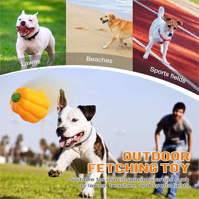 LiuMelinda Dog Chew Toys for Aggressive-Chewers - Indestructible Dog Toy for Aggressive Chewer,Tough Chew Toys for Dogs (Rubber Orange-Pumpkin)