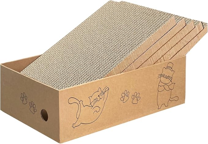 AGYM Cat Scratcher, 5 Packs in 1 Cardboard Box Cat Scratching Pad for Indoor Cats and Kitten, Cat Scratch Pad to Protect Furniture, Large Size