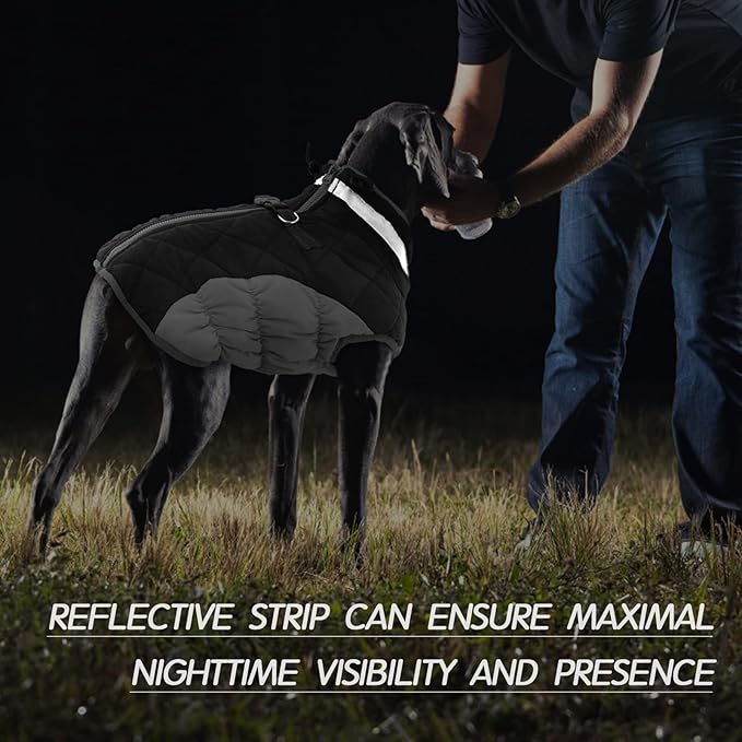 FUAMEY Dog Coat for Small Dogs,Waterproof Dog Winter Jacket with Harness Built in Puppy Cold Weather Coats Reflective Pet Vest with Zipper Warm Fleece Dogs Snowsuit Windproof Black XS