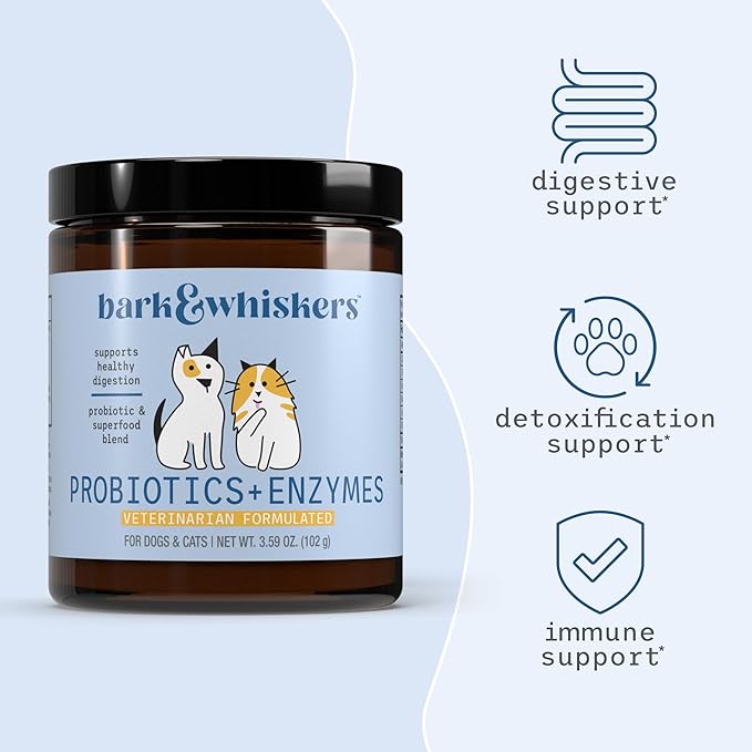 Bark & Whiskers, Probiotics + Enzymes 3.59 oz, Non GMO, Gluten Free, Soy Free, Dr. Mercola