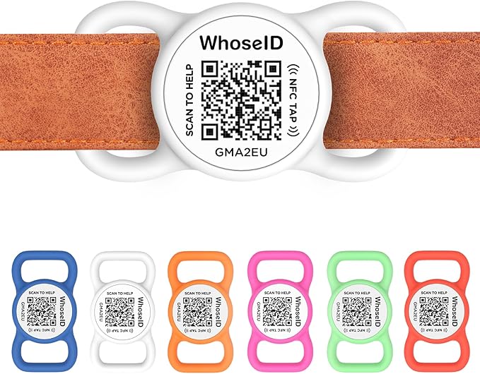 QR Code Dog Tag with NFC, Personalized Pet ID Tag, Silent Silicone Dog Tag, Modifiable Pet Online Profile, Multiple Emergency Contact, Scan QR Code Send GPS Location Email (Regular, White)